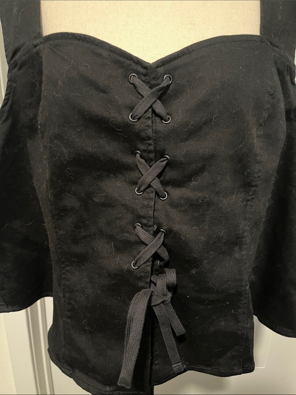 Torrid Festi Black Lace-Up Cotton Blend Corset Crop Top Goth Emo Vamp Vixen NWT - Picture 6 of 12